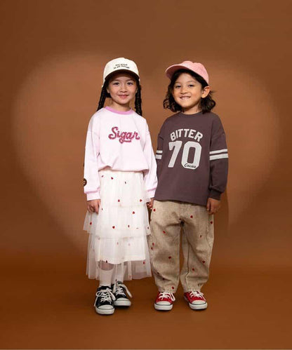 ハート総柄刺繍チュールスカート