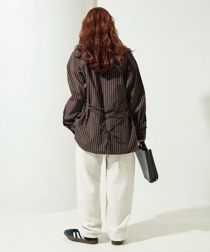 ストライプバックレースアップシャツ【限定展開】