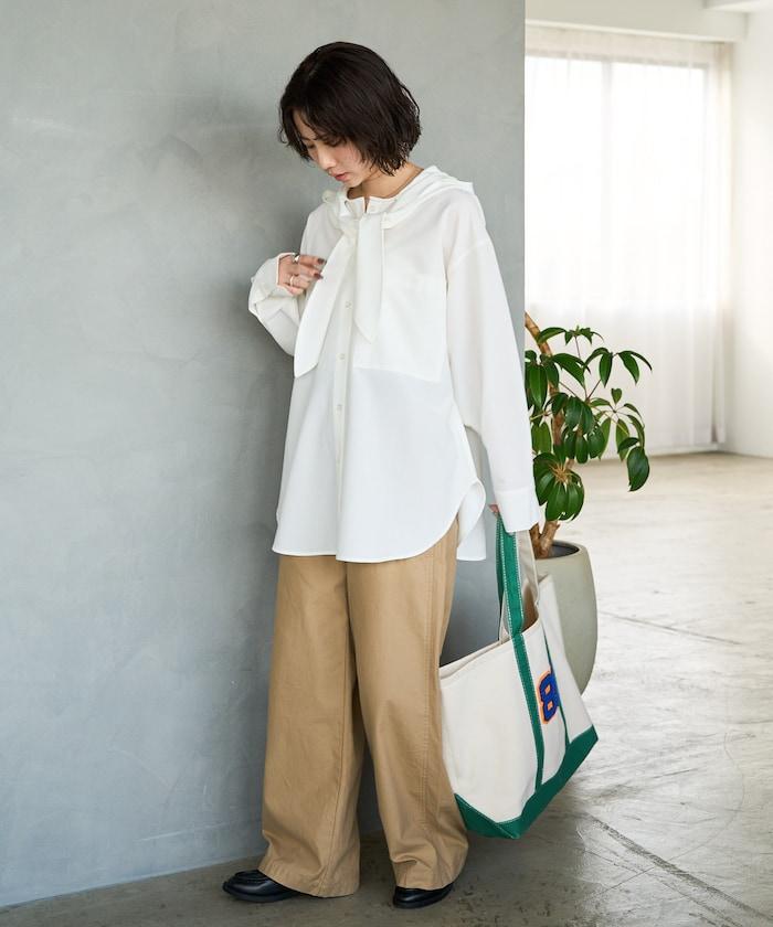 タイ付きフーディービッグシャツ【限定展開】