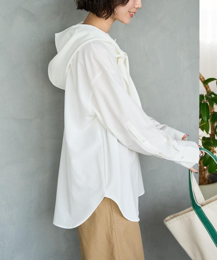 タイ付きフーディービッグシャツ【限定展開】