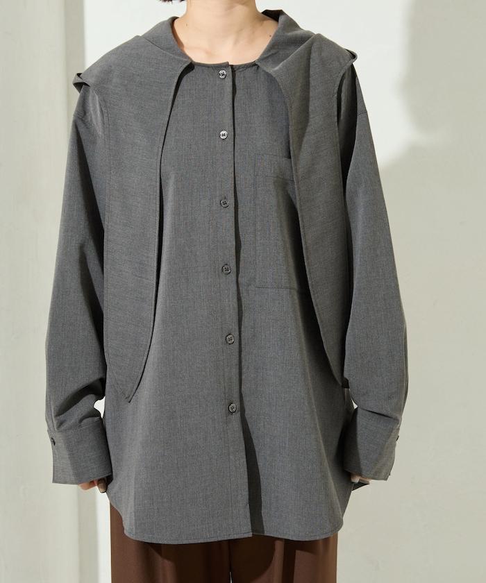 タイ付きフーディービッグシャツ【限定展開】