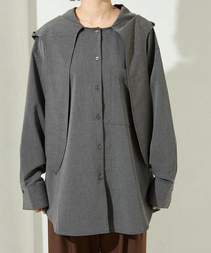 タイ付きフーディービッグシャツ【限定展開】