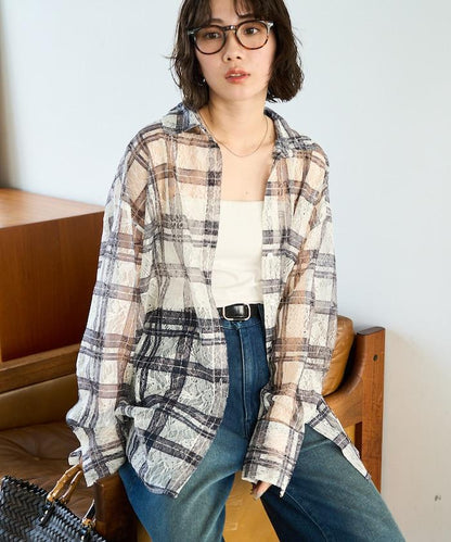 レースチェックプリントオーバーシャツ(セットアップ対応)【限定展開】