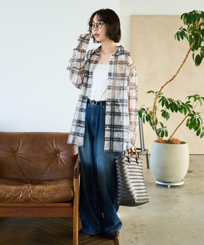 レースチェックプリントオーバーシャツ(セットアップ対応)【限定展開】