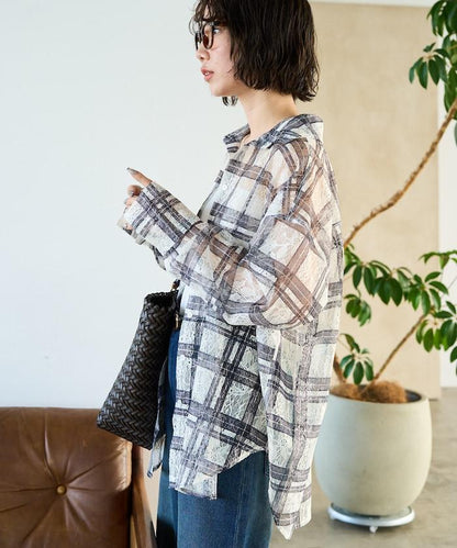 レースチェックプリントオーバーシャツ(セットアップ対応)【限定展開】