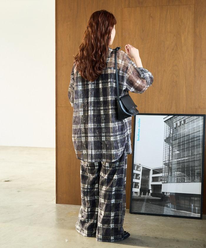 レースチェックプリントオーバーシャツ(セットアップ対応)【限定展開】