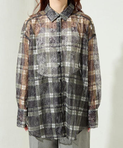 レースチェックプリントオーバーシャツ(セットアップ対応)【限定展開】