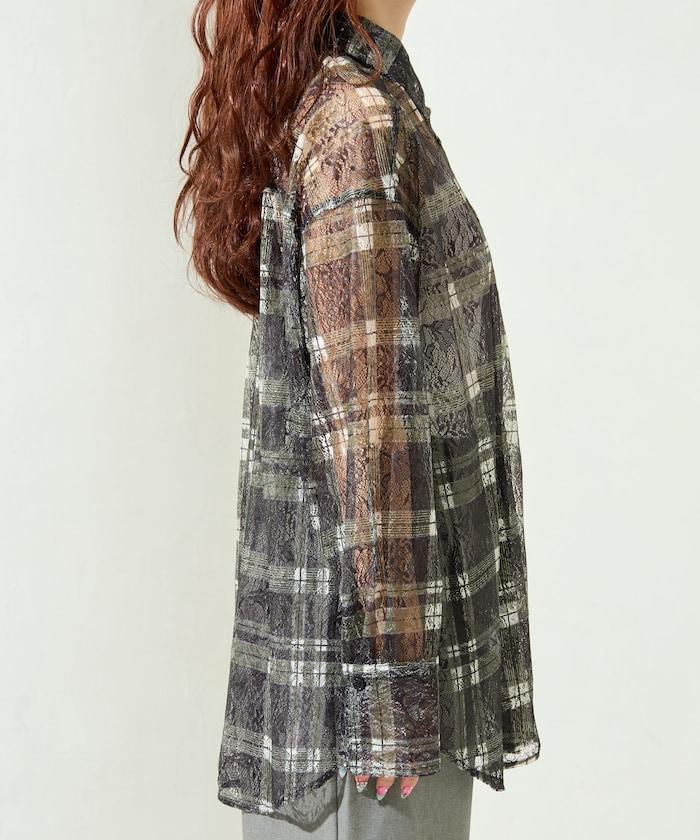 レースチェックプリントオーバーシャツ(セットアップ対応)【限定展開】