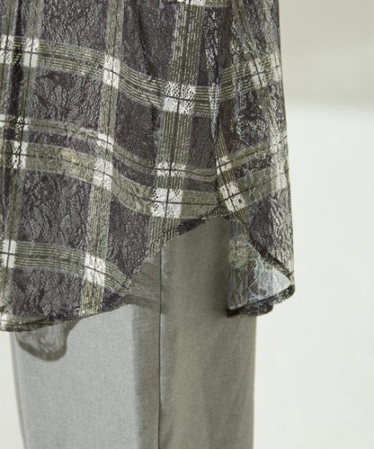 レースチェックプリントオーバーシャツ(セットアップ対応)【限定展開】