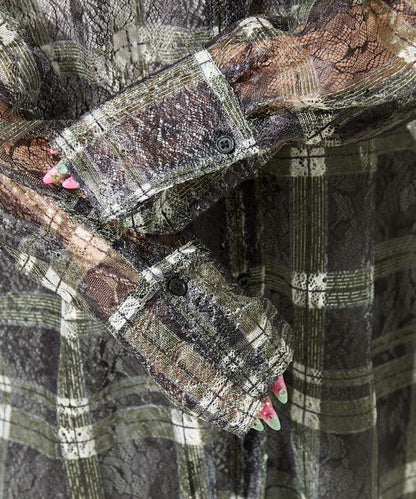 レースチェックプリントオーバーシャツ(セットアップ対応)【限定展開】