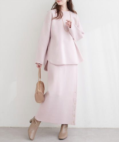 サイド釦スリットタイトニットスカート