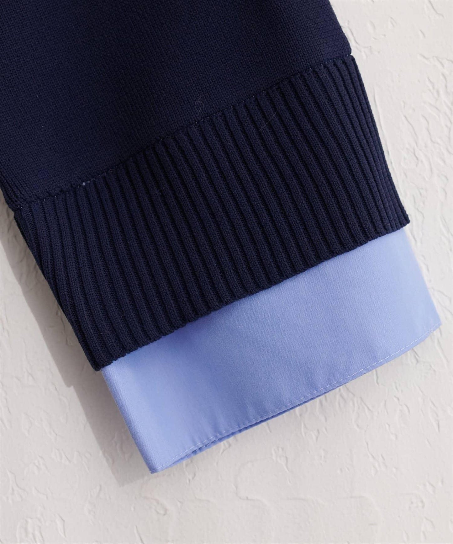 ニット衿レイヤードカーデ