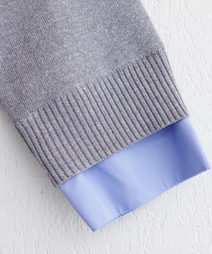 ニット衿レイヤードカーデ