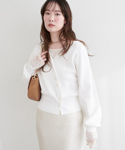 アシメデザイン釦カーデ