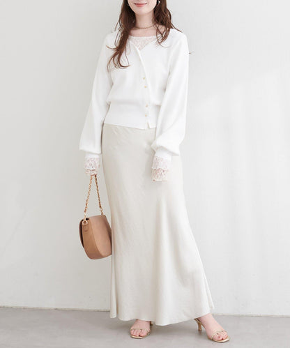 アシメデザイン釦カーデ