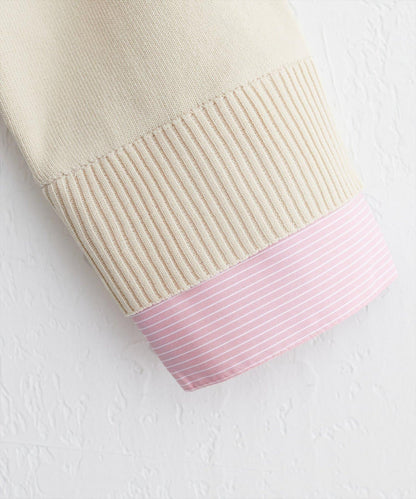 ニット衿レイヤードカーデ