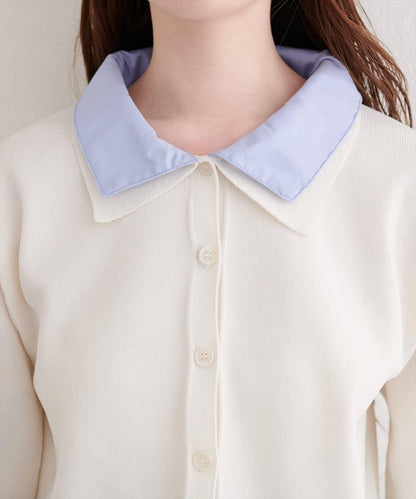 ニット衿レイヤードカーデ