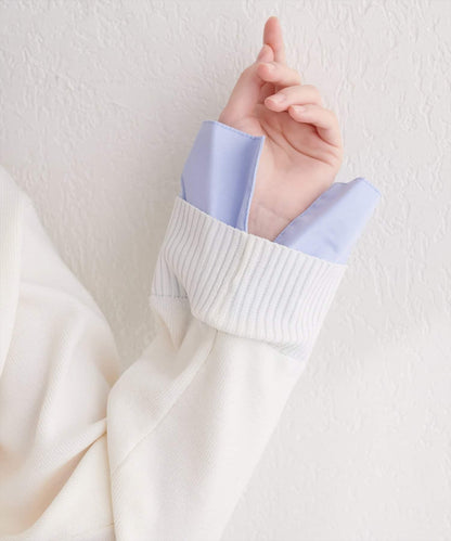 ニット衿レイヤードカーデ