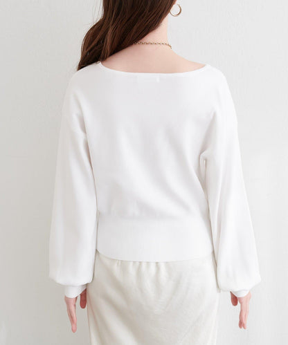 アシメデザイン釦カーデ