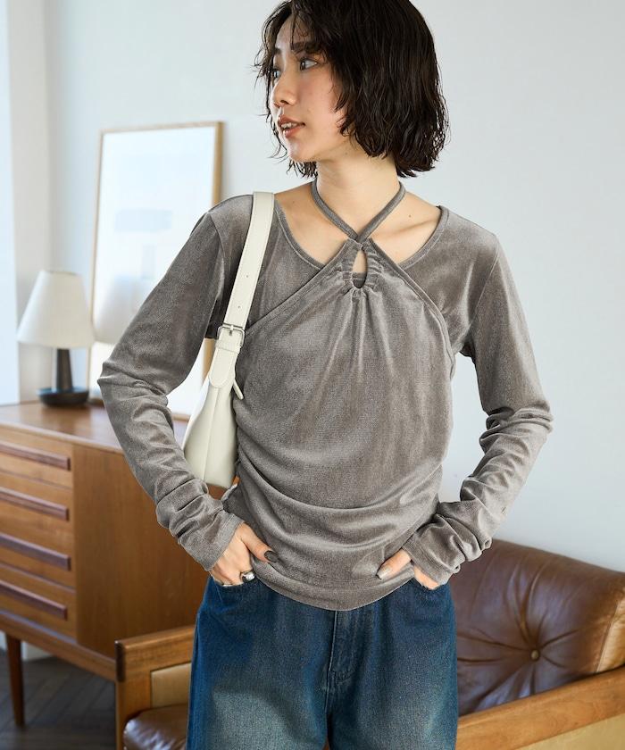 シアーフロッキーホルターネックレイヤード風ロンTEE【限定展開】