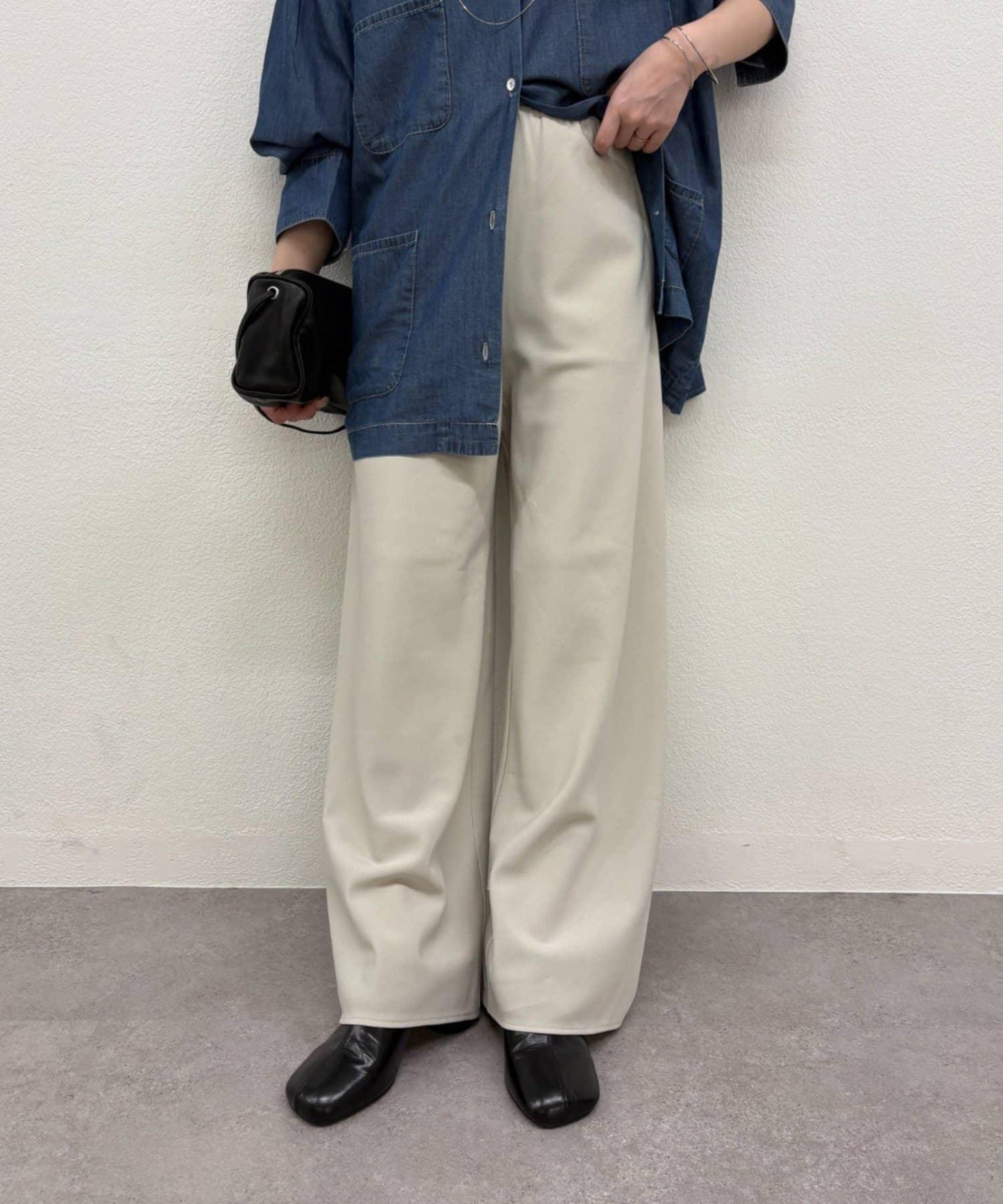 斜紋闊腿褲