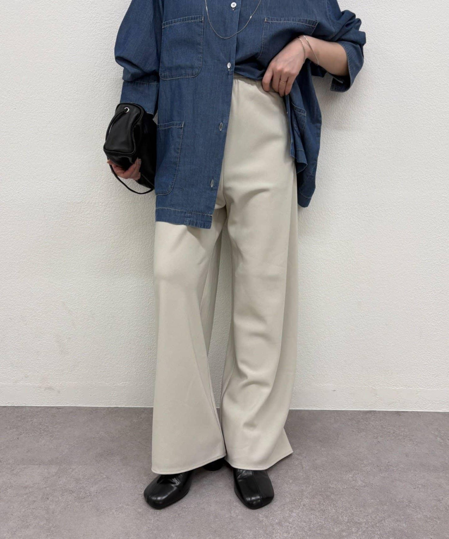 斜紋闊腿褲