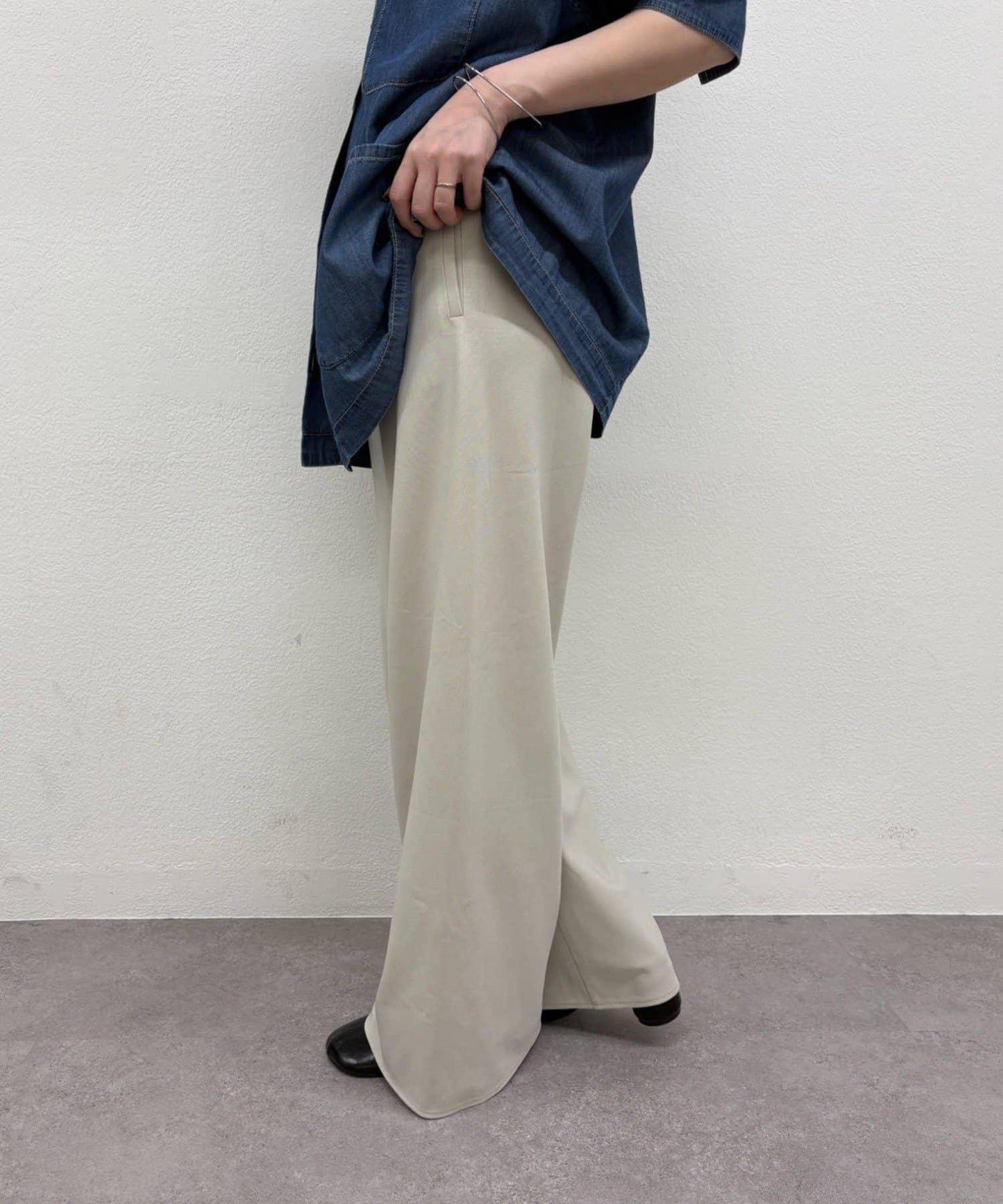 斜紋闊腿褲
