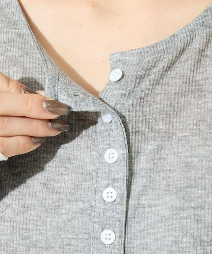 配色シアーリブボタンカーディガン【限定展開】