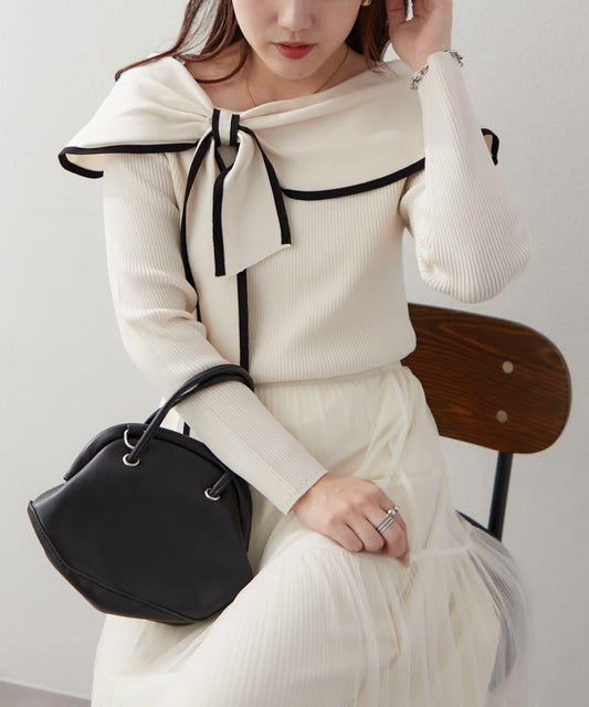 【RMAF】配色オフショルリボンニット