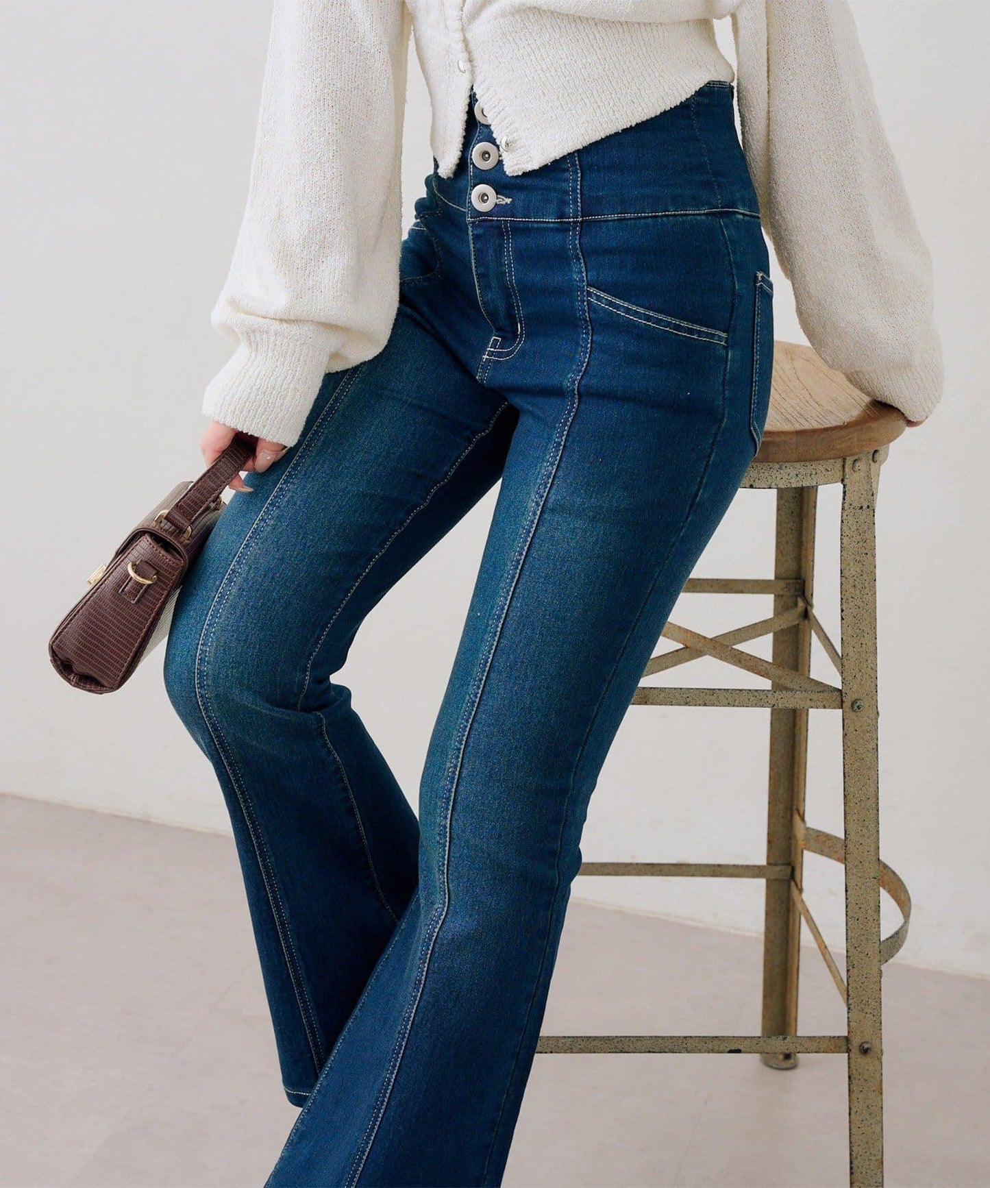 後レースアップフレアパンツ