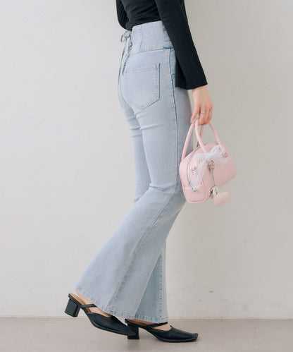 後レースアップフレアパンツ