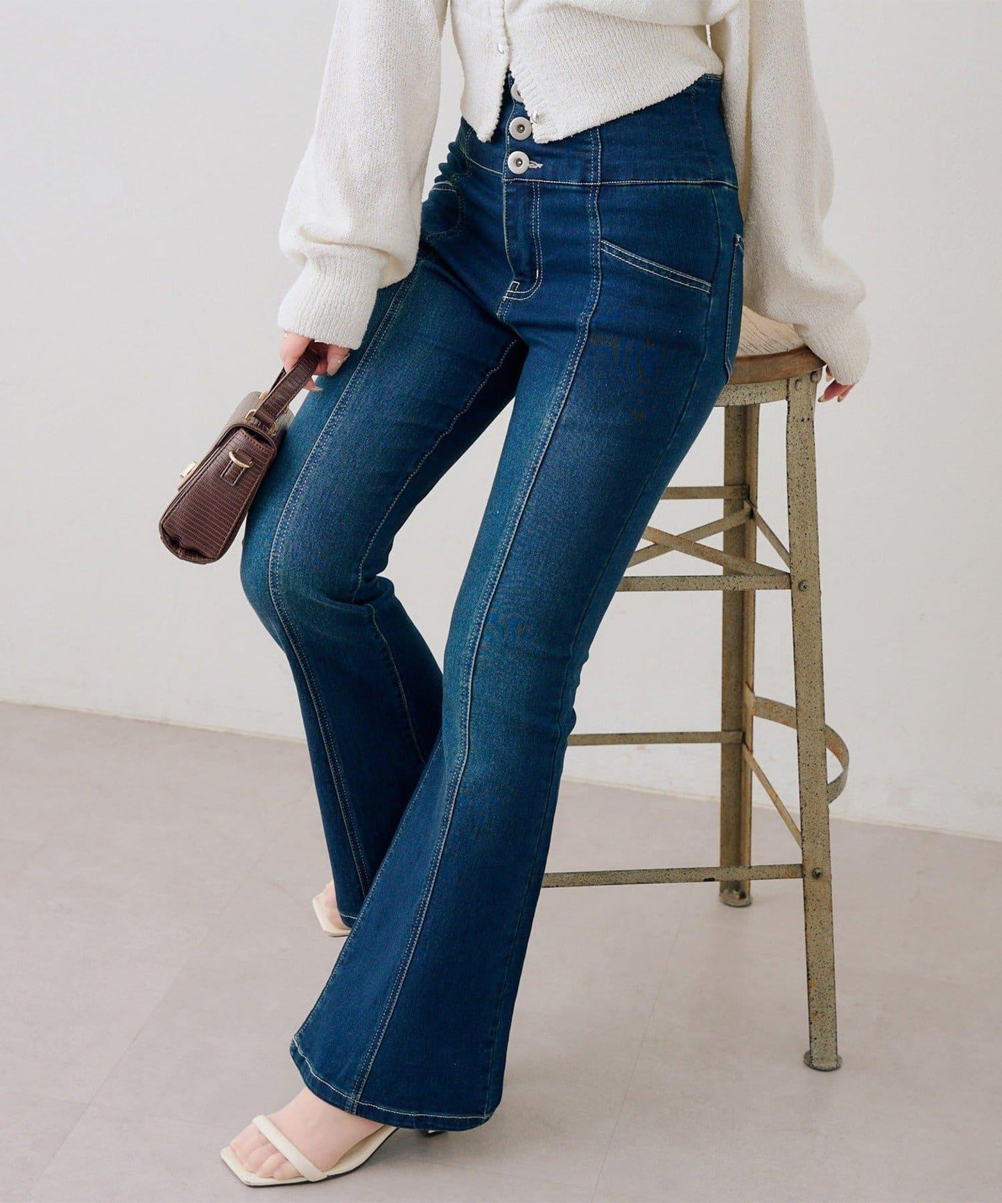 後レースアップフレアパンツ