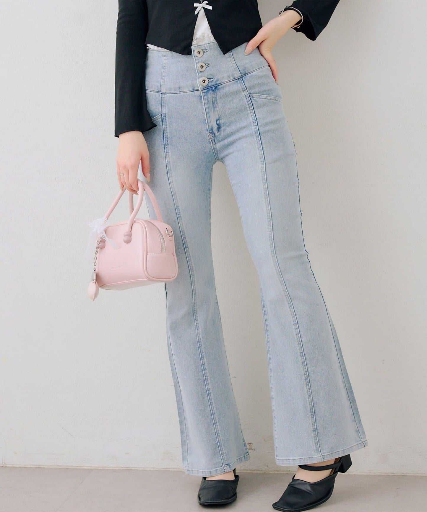 後レースアップフレアパンツ