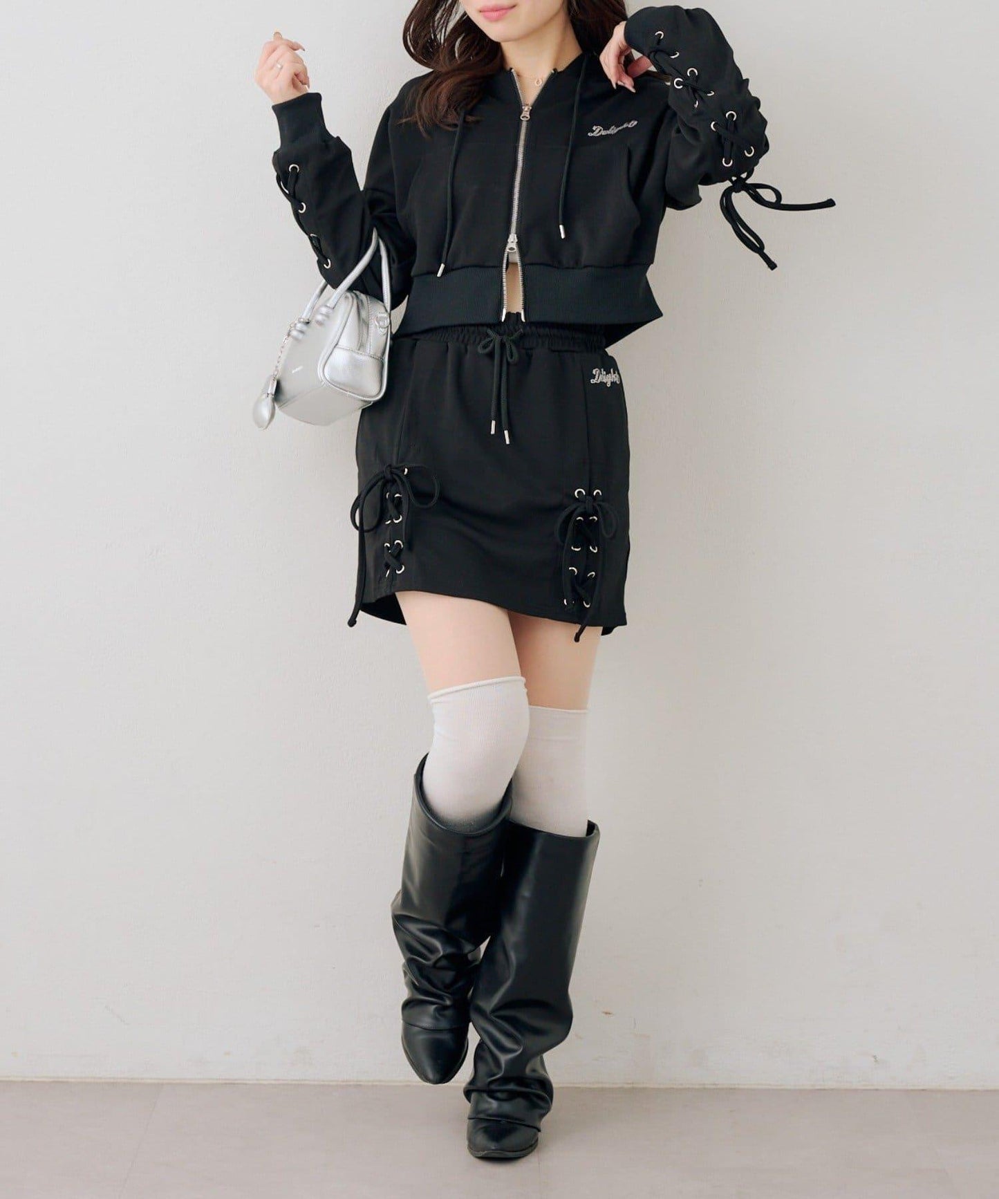 【set upで楽しめる】ロゴキラリダンボールレースUPスカート