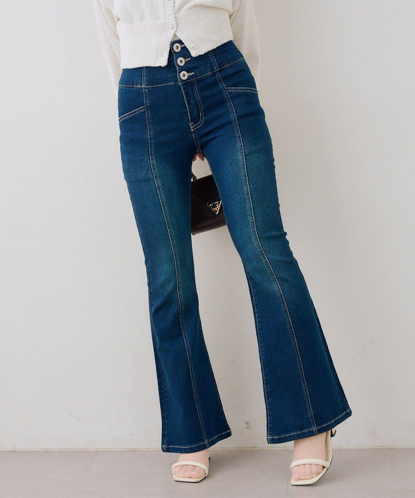 後レースアップフレアパンツ