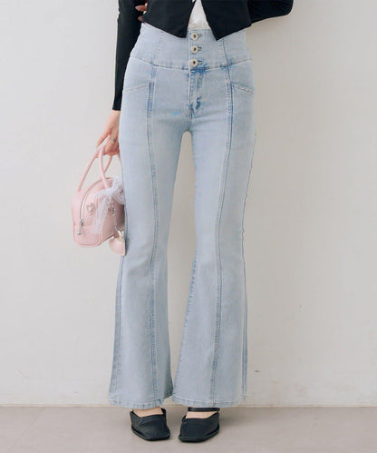 後レースアップフレアパンツ