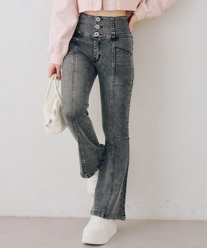 後レースアップフレアパンツ