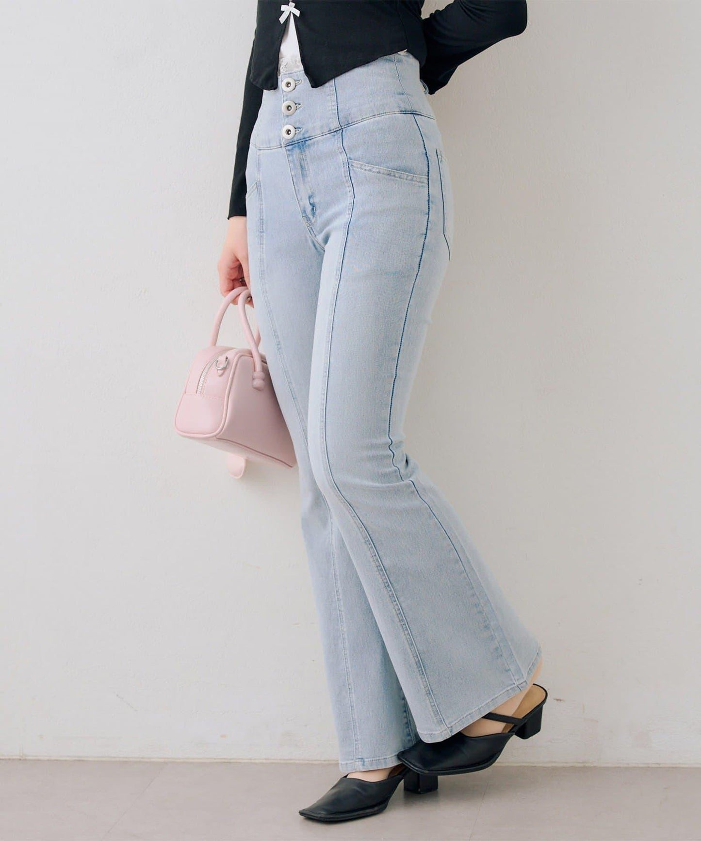 後レースアップフレアパンツ