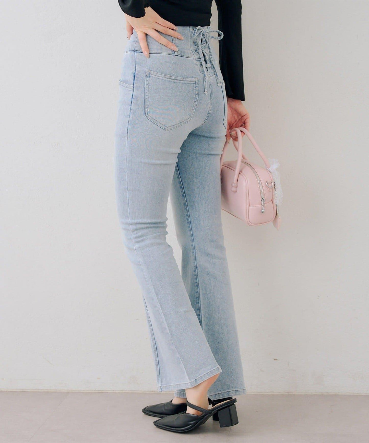 後レースアップフレアパンツ