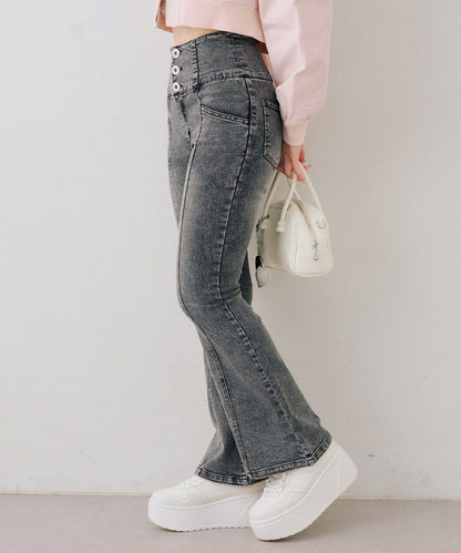 後レースアップフレアパンツ