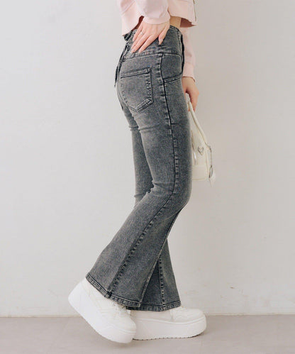 後レースアップフレアパンツ