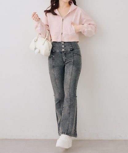 後レースアップフレアパンツ