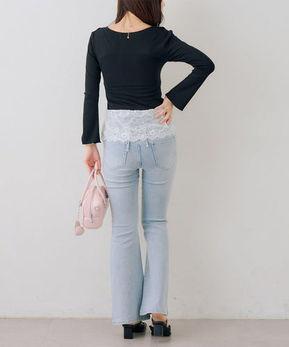 後レースアップフレアパンツ