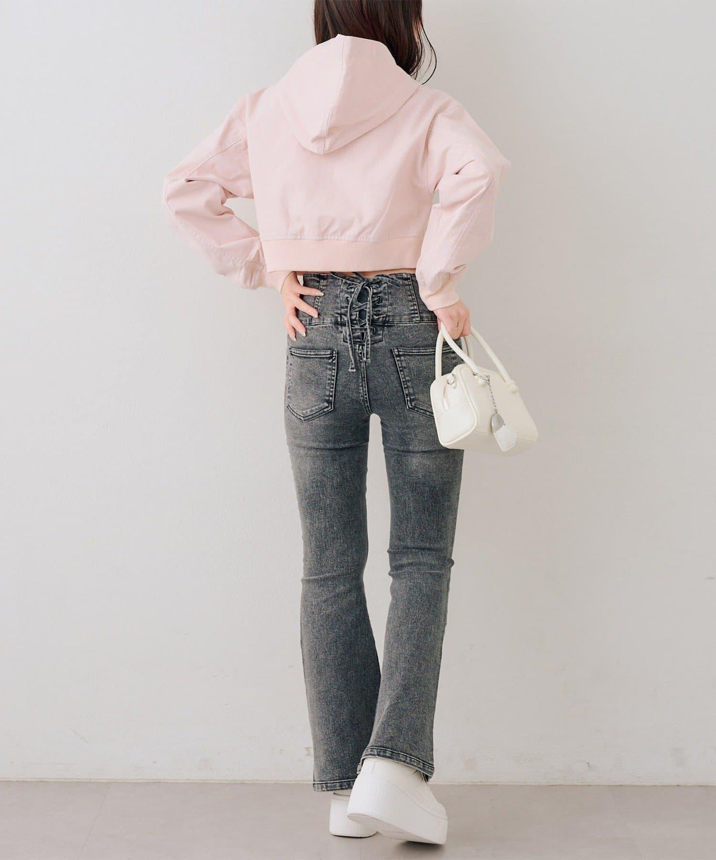 後レースアップフレアパンツ