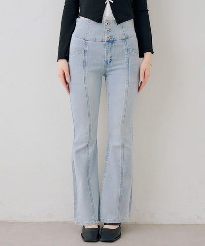 後レースアップフレアパンツ