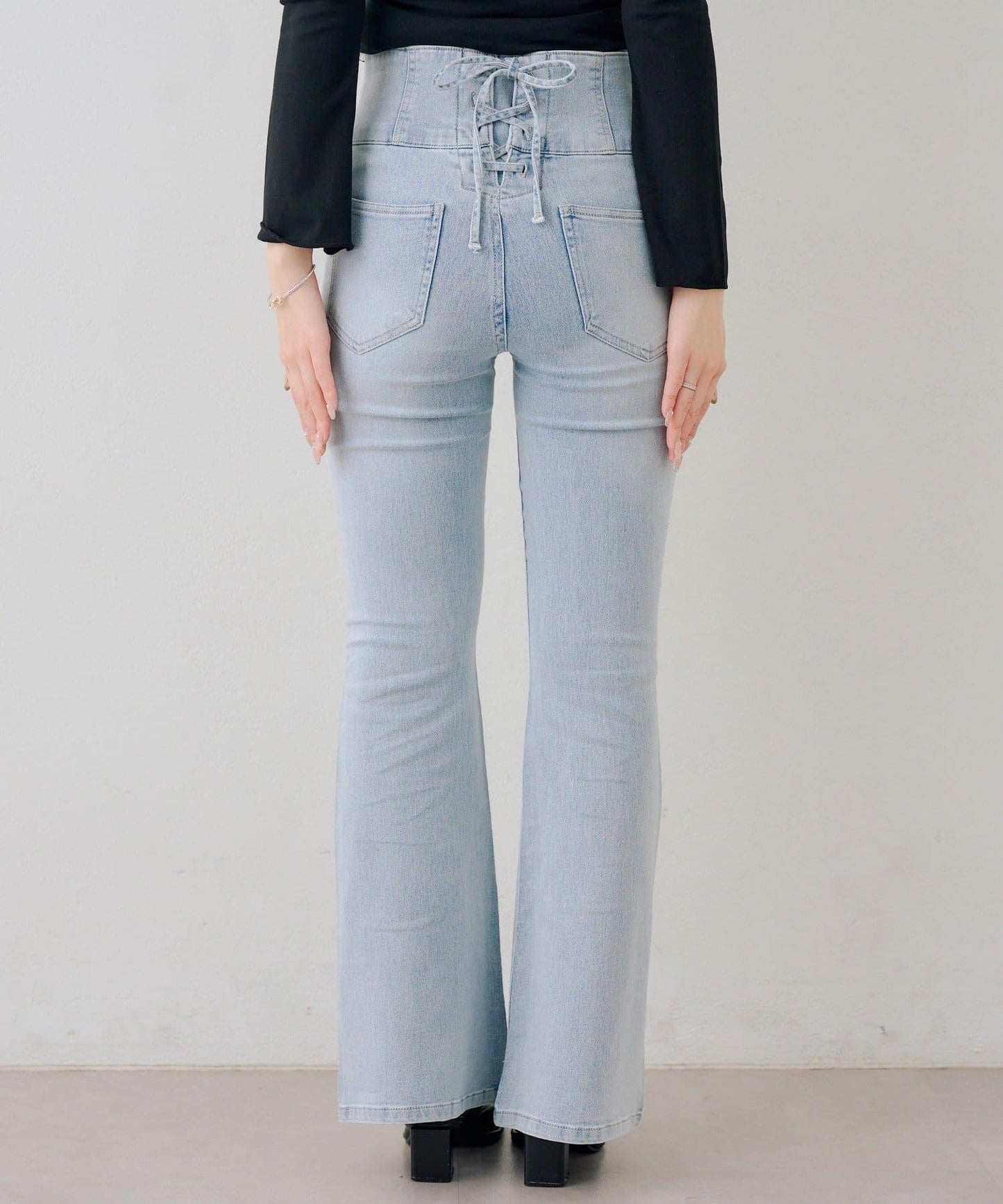 後レースアップフレアパンツ