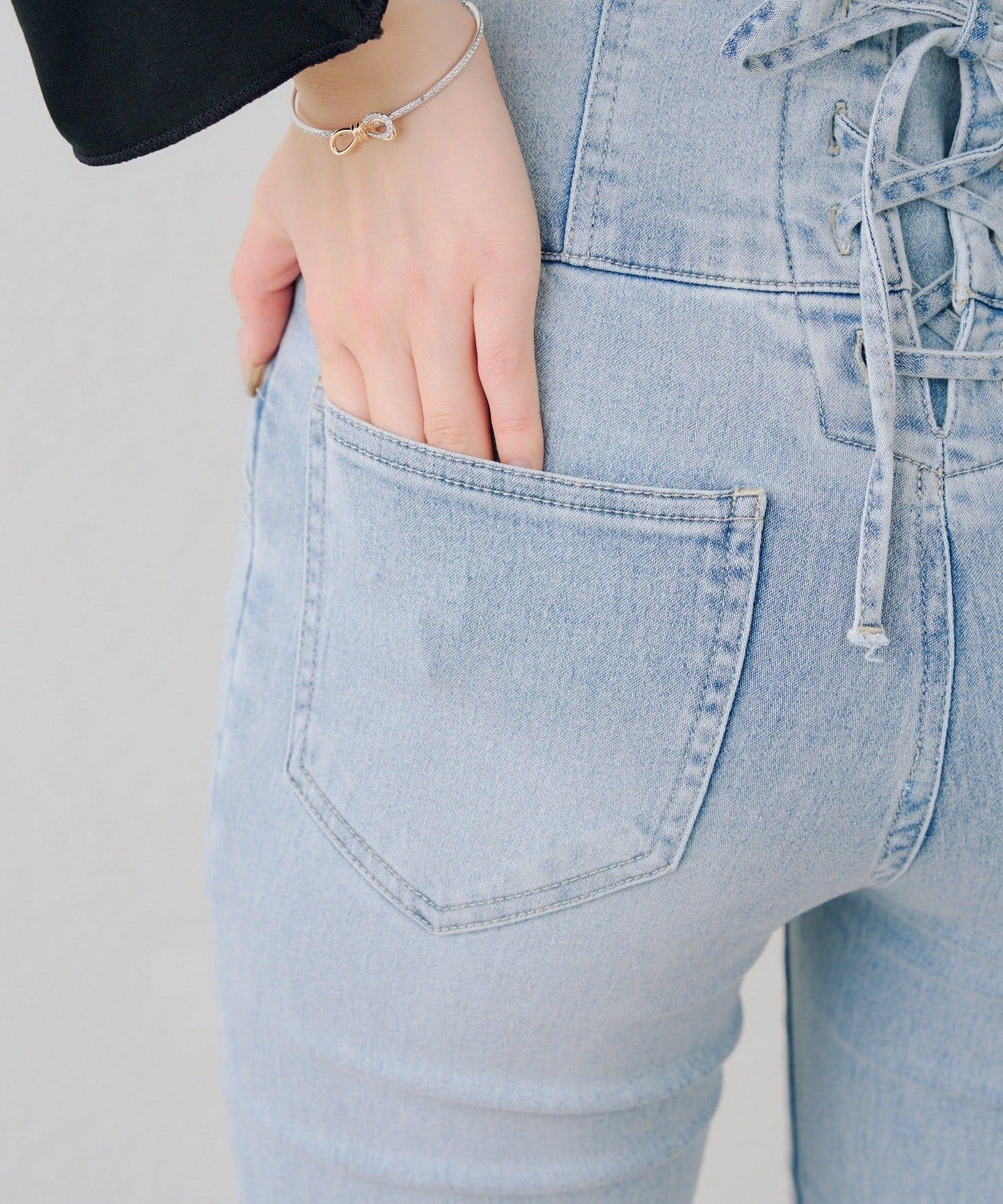 後レースアップフレアパンツ