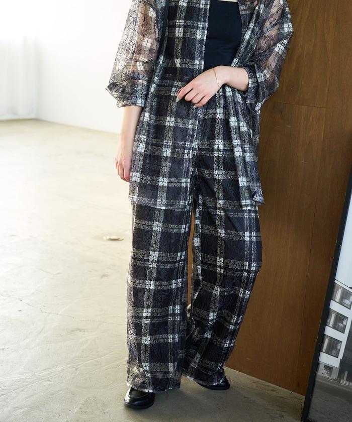 レースプリント柄イージーパンツ(セットアップ対応)【限定展開】