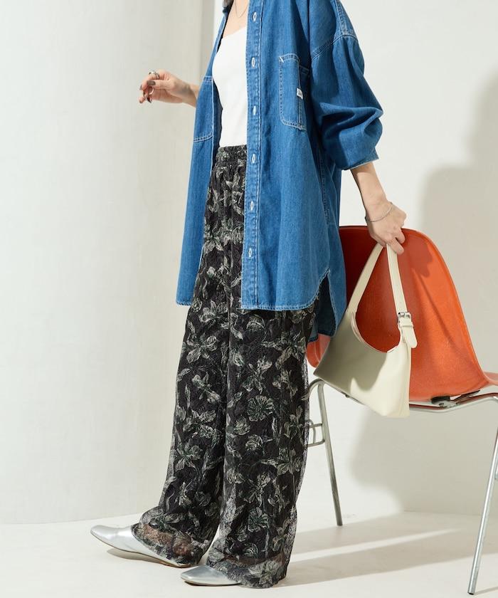 レースプリント柄イージーパンツ(セットアップ対応)【限定展開】