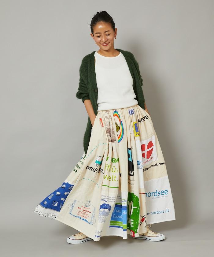 vintageヨーロピアンエコバッグリメイクスカート